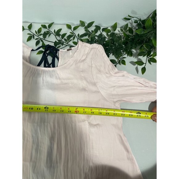 Free People Pink Rose Long Sleeve Top With Back Tie Details & Scoop Neck Size L - Picture 11 of 11